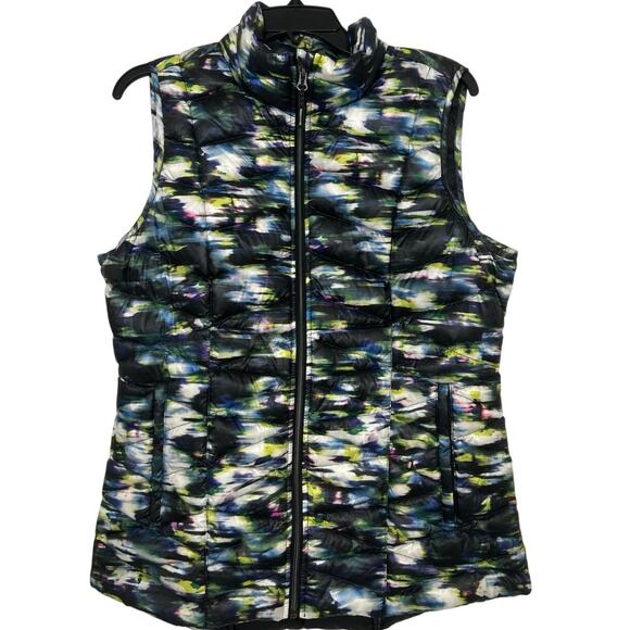 Tangerine Black Multi Color Duck Down Puffer Vest Large Outdoor Active - Picture 1 of 11